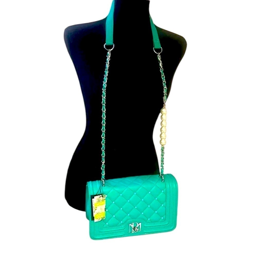 NWT Baffled Mishchka Letter Lock crossbody with bombe & pearls